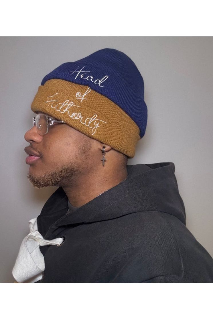 “Blue&Rust” Stacked Beanie
