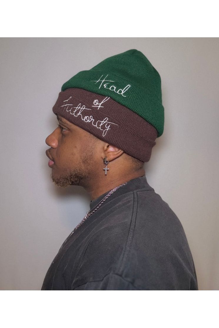 "Green&Brown” Stacked Beanie