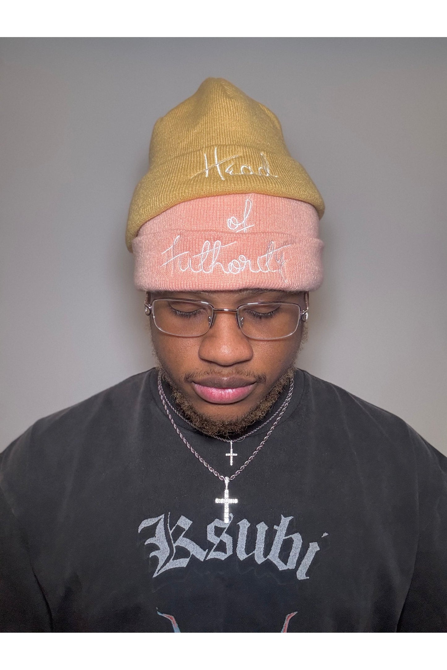 “Pink&Cream” Stacked Beanie