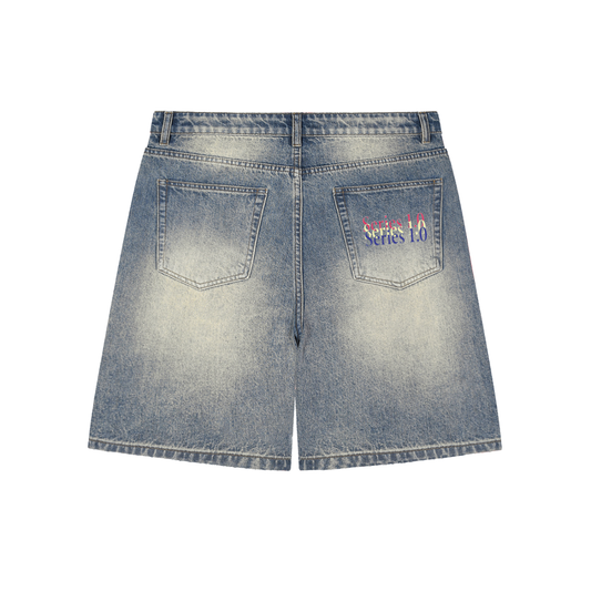 Head of Authority Faded Distressed Denim Shorts