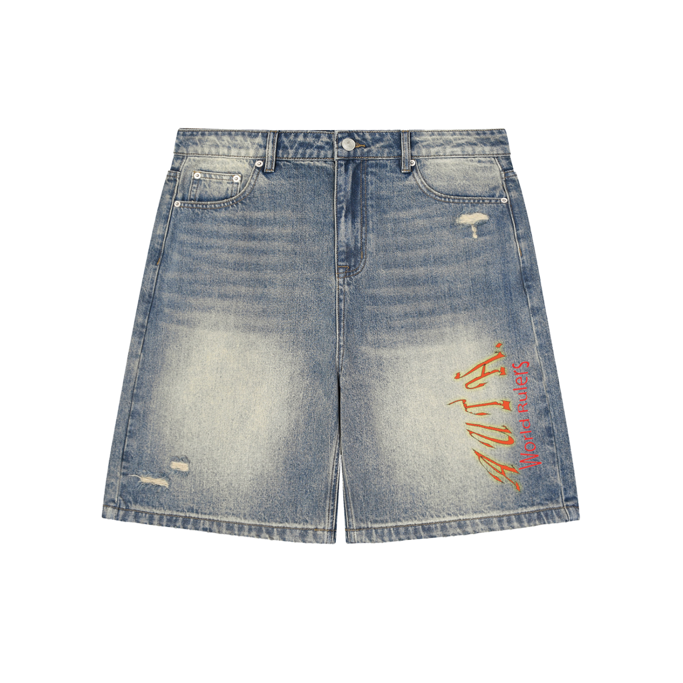 Head of Authority Faded Distressed Denim Shorts