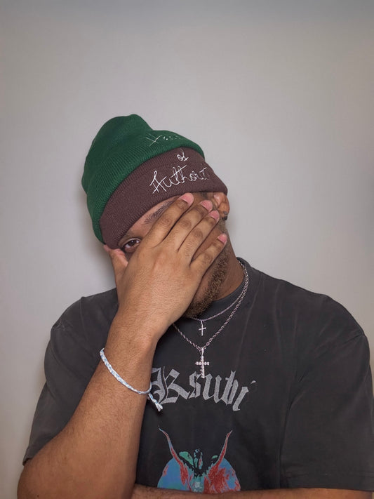 "Green&Brown” Stacked Beanie