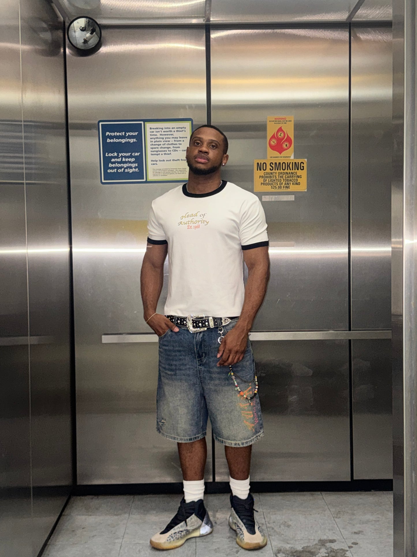 Head of Authority Faded Distressed Denim Shorts
