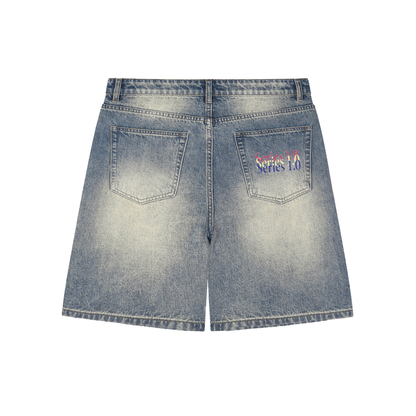 Head of Authority Faded Distressed Denim Shorts